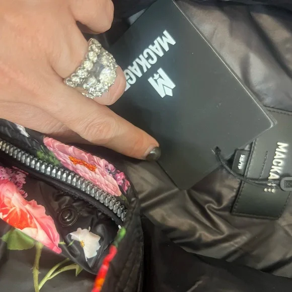 SUPER SALE 💥🌟NWT MACKAGE WOMENS Black Floral Puffer Jacket - Picture 2 of 9